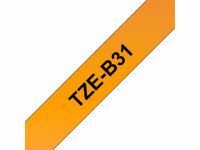 Tape BROTHER TZEB31 12mm svart p orange